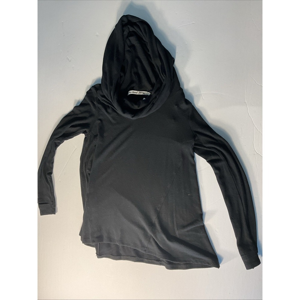 Michael Stars Black Cowl Hood Long Sleeve Hooded Top Womens Xs NWT
